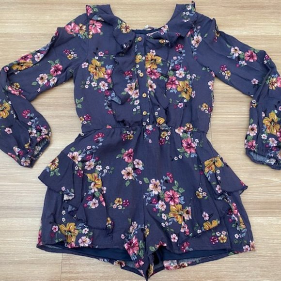 TRULY ME GIRLS DECORATIVE FLORAL ROMPER - Picture 1 of 3